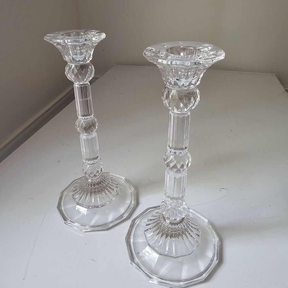 Pair Fifth Avenue Crystal Charleston 9” Candlestick Holders